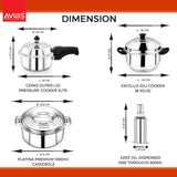 Avias Stainless Steel kitchenware/ cookware 7 PCS Kitchen set dimention