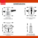 Avias Stainless Steel  kitchenware/ cookware 7 PCS Kitchen set dimentions