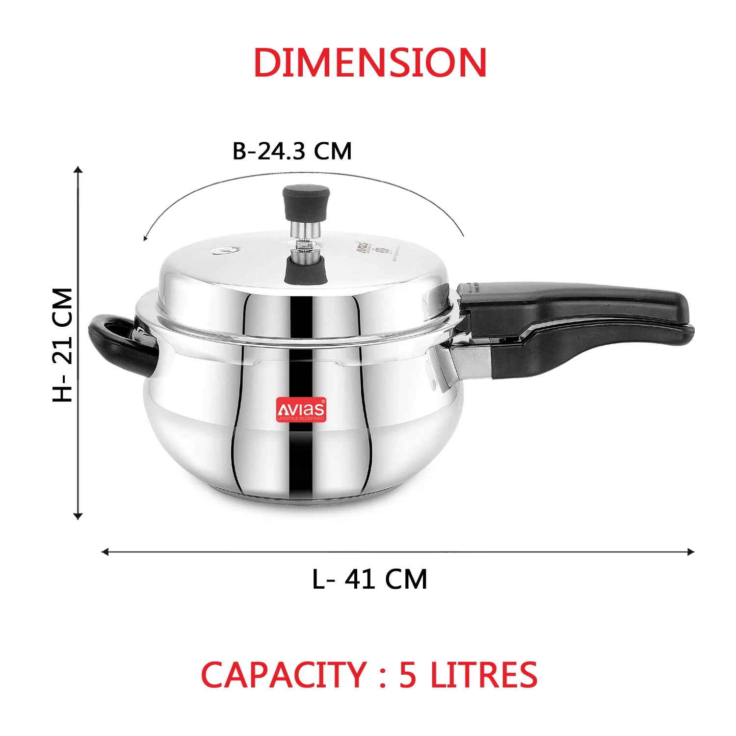 AVIAS Avanti Handi high-quality stainless steel pressure cooker 5 liters