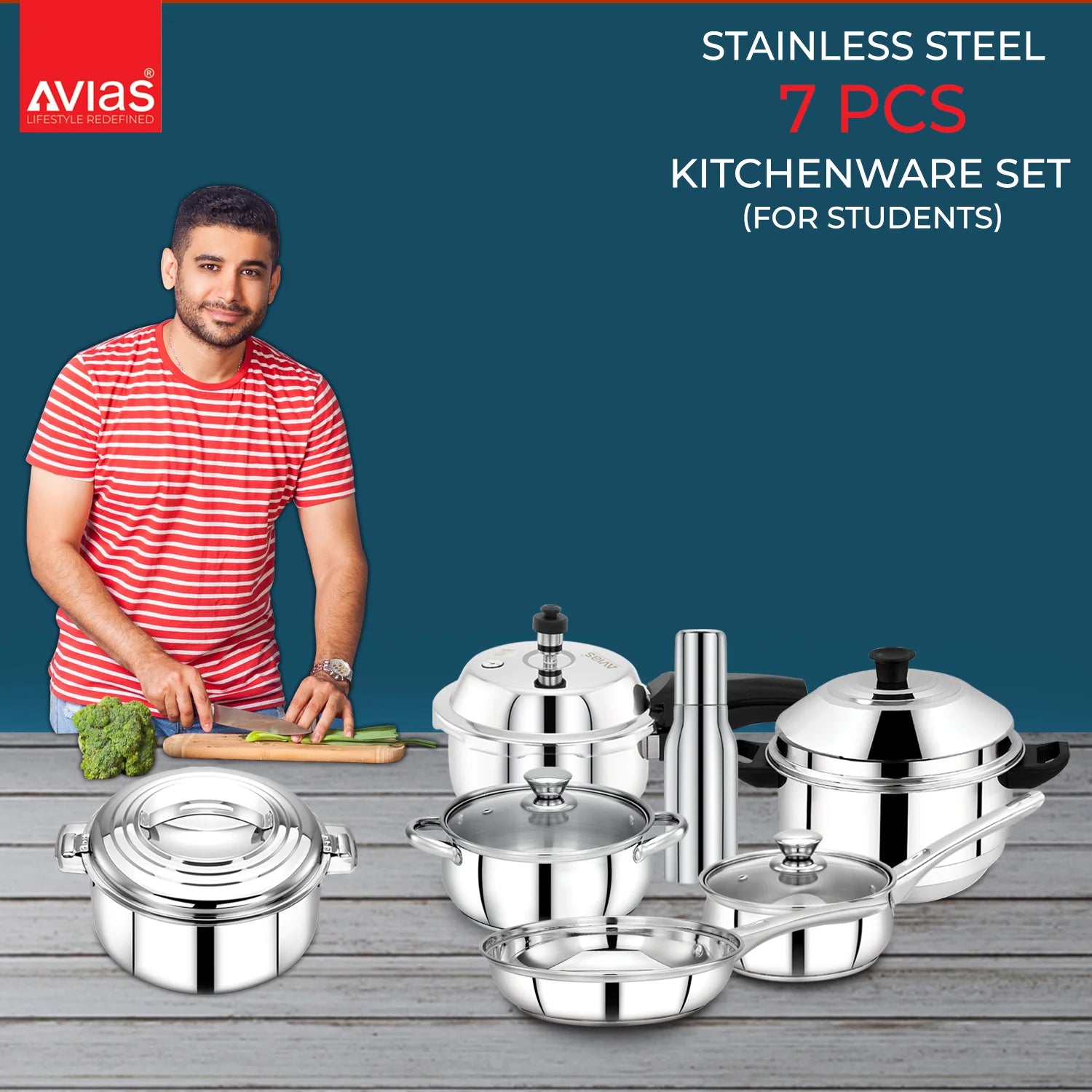 Avias Stainless Steel kitchenware/ cookware 7 PCS Kitchen set 