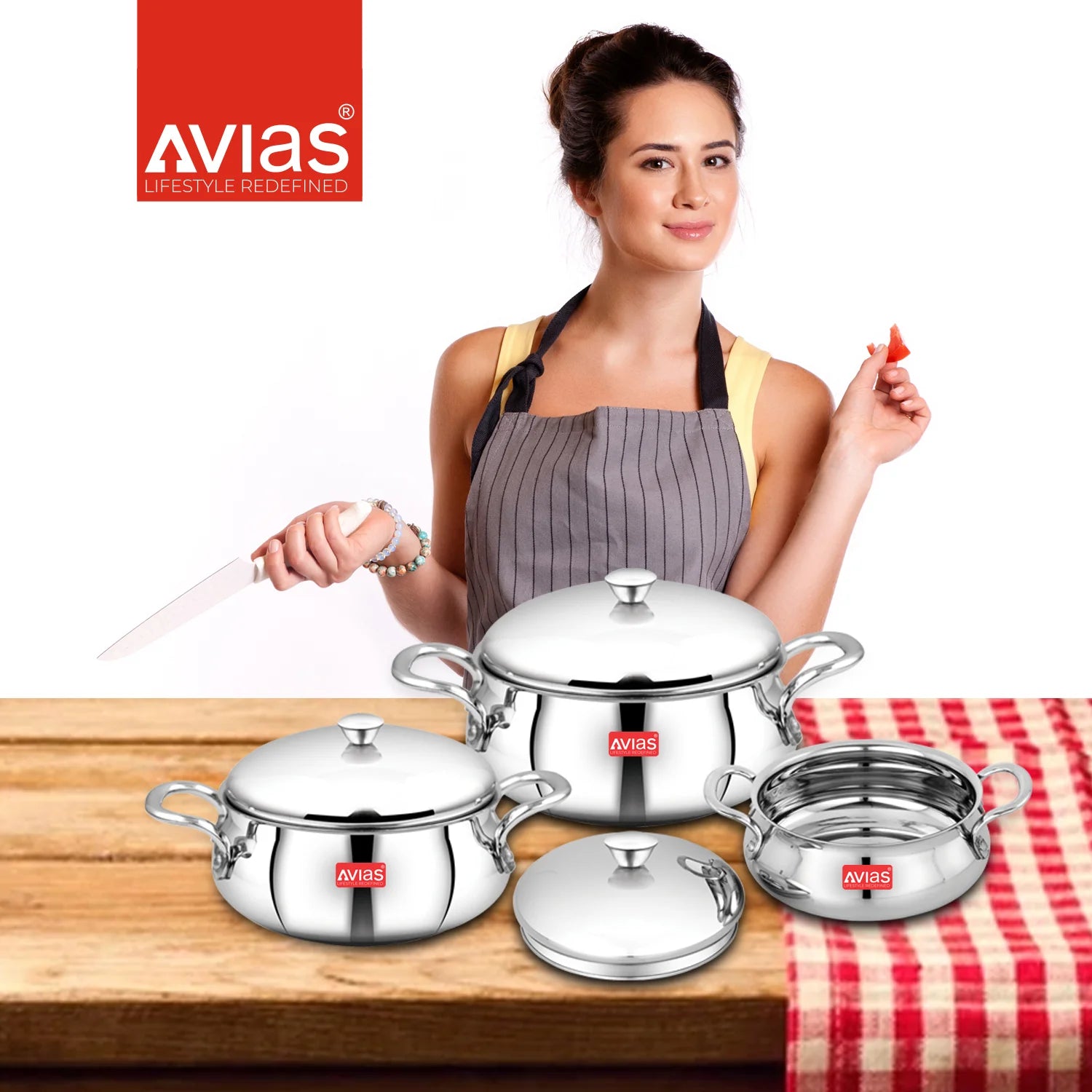 AVIAS Aroma High-quality stainless steel Handi Set for cooking and storing food