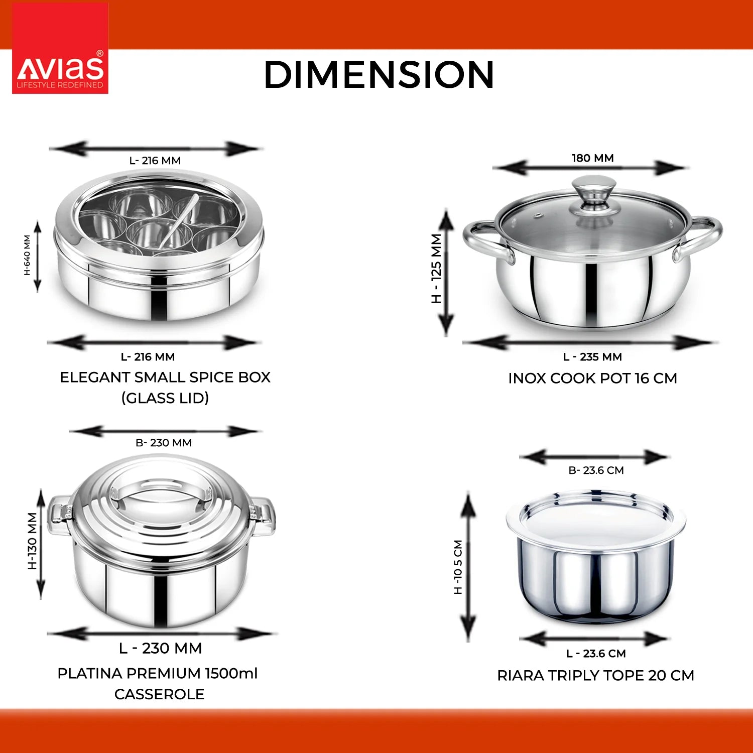 Best Stainless Steel Kitchenware sets 25 Pieces dimension