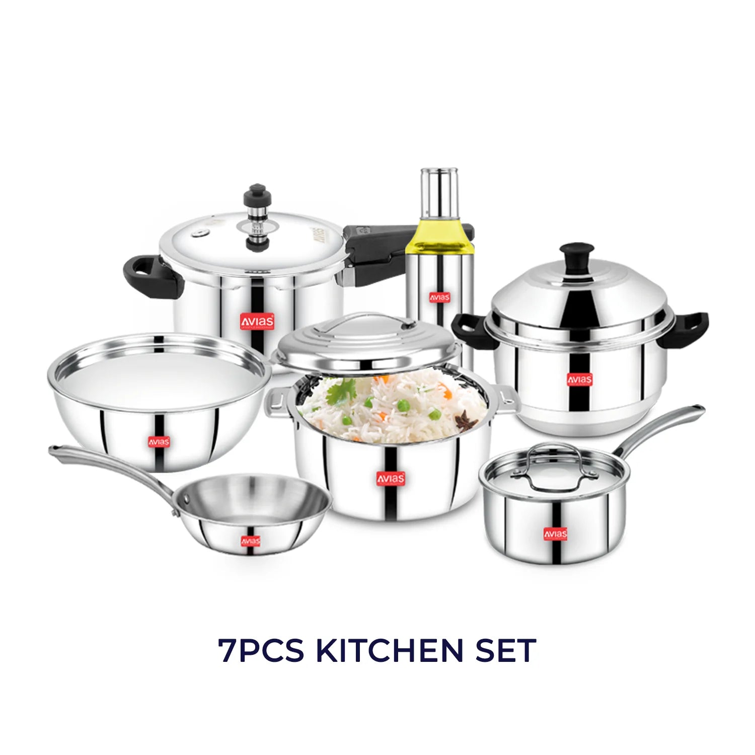 Avias Stainless Steel  kitchenware/ cookware 7 PCS Kitchen set
