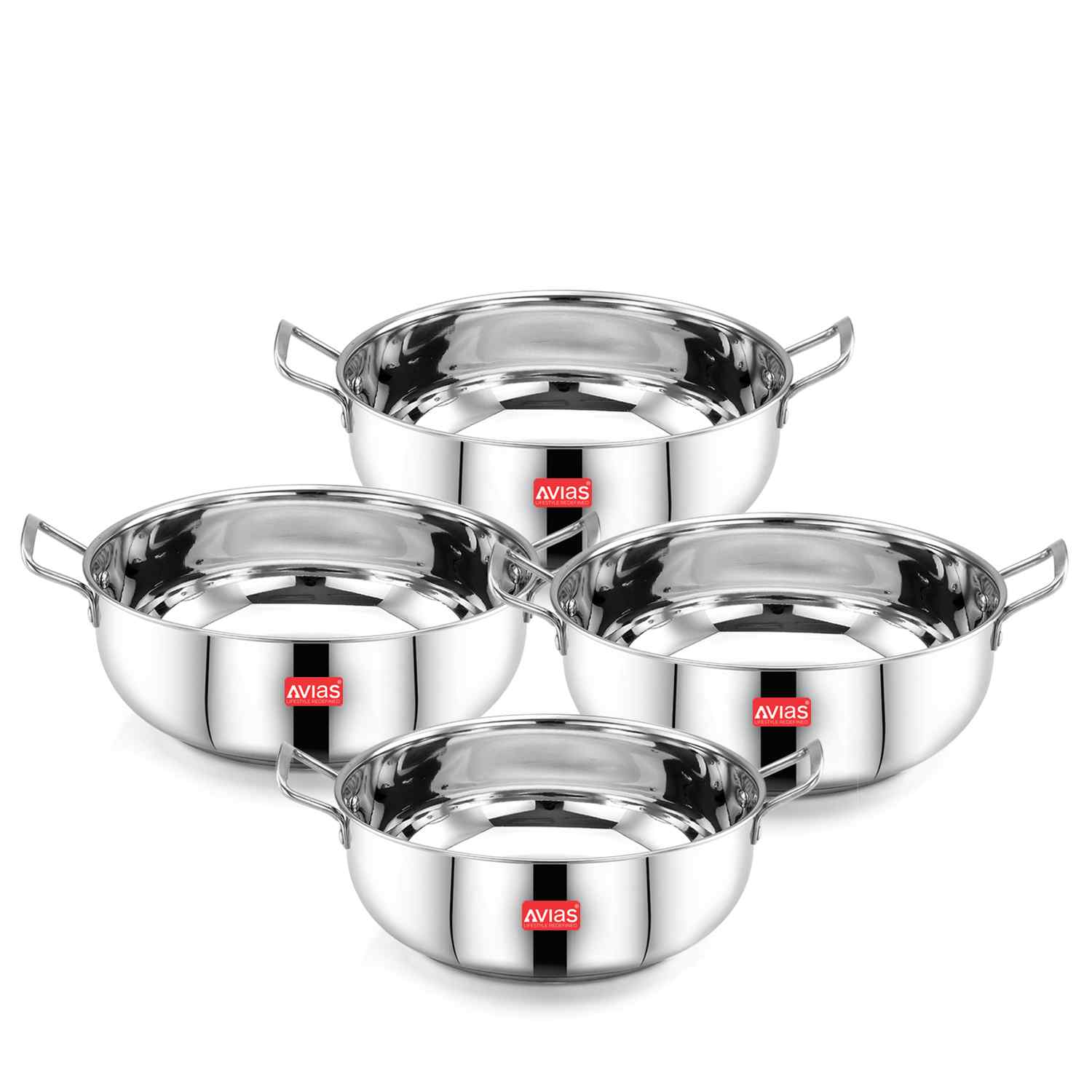 AVIAS Inox IB stainless steel kadai set of 4