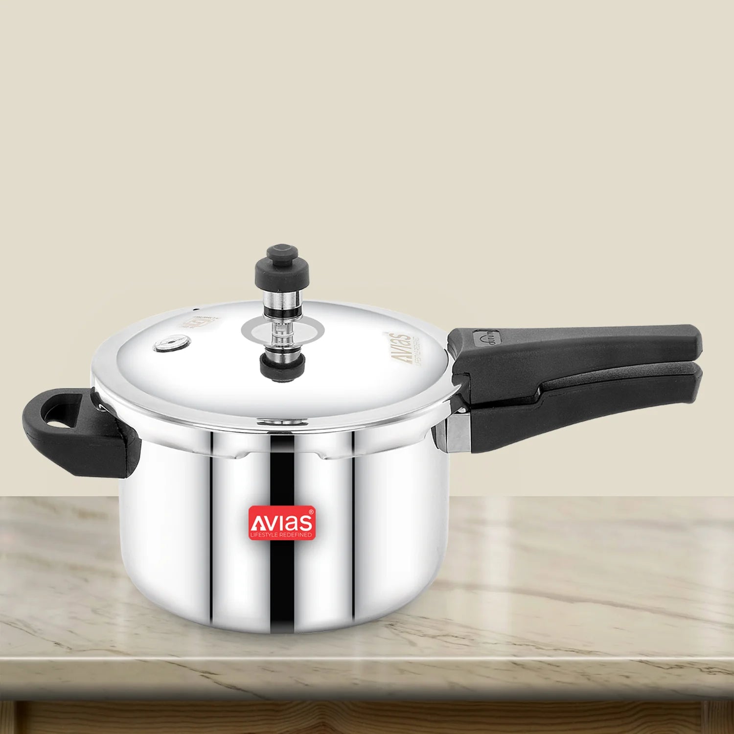 AVIAS Riara Premium Stainless Steel Triply Pressure Cooker with outer lid