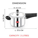 AVIAS Riara Premium Stainless Steel Triply Pressure Cooker with outer lid 3 liters