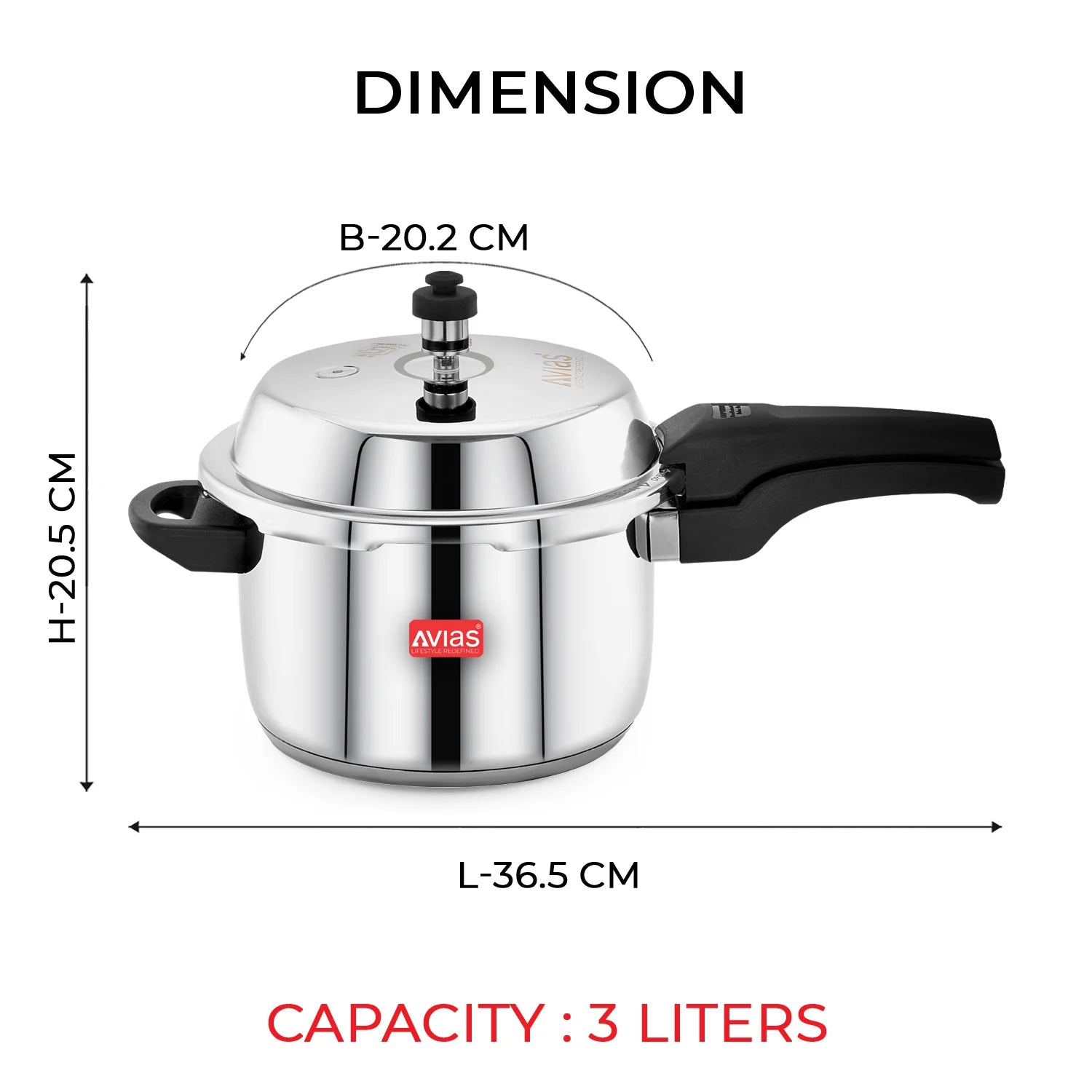 Ceres stainless steel premium outer lid pressure cooker 3 liters