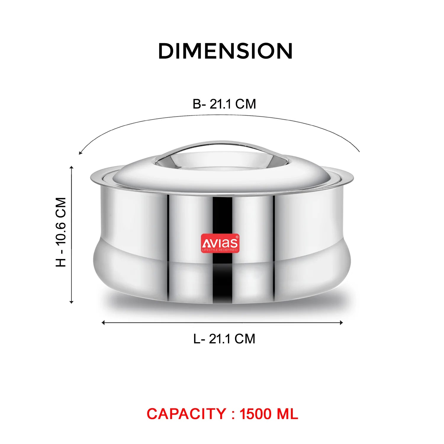 AVIAS Ruby Casserole Stainless steel 1500 ml