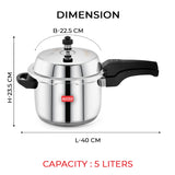 Ceres stainless steel premium outer lid pressure cooker 5 liters