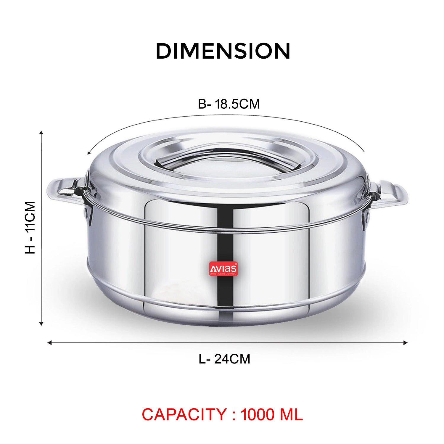 AVIAS Astra Stainless Steel Casserole 1000 ml