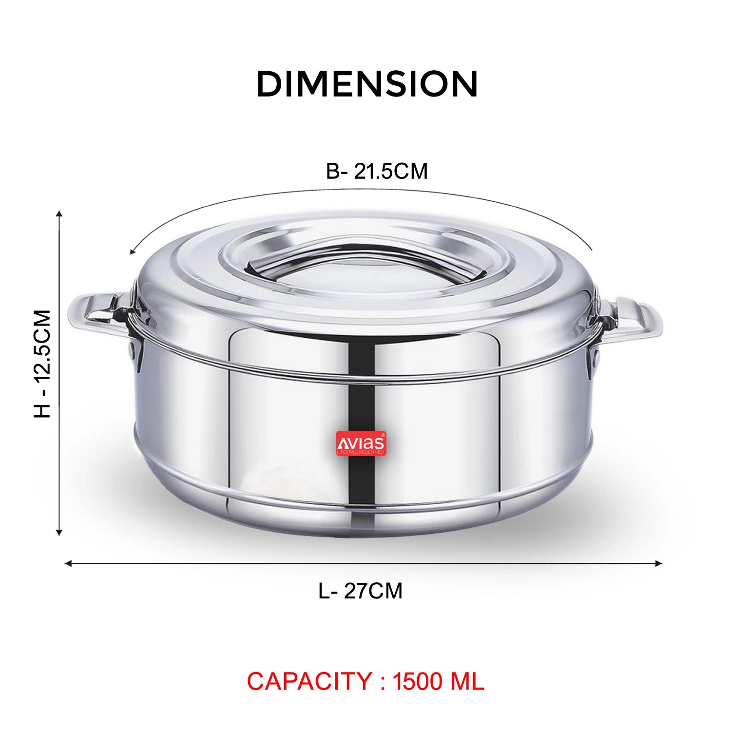 AVIAS Astra Stainless Steel Casserole 1500 ml