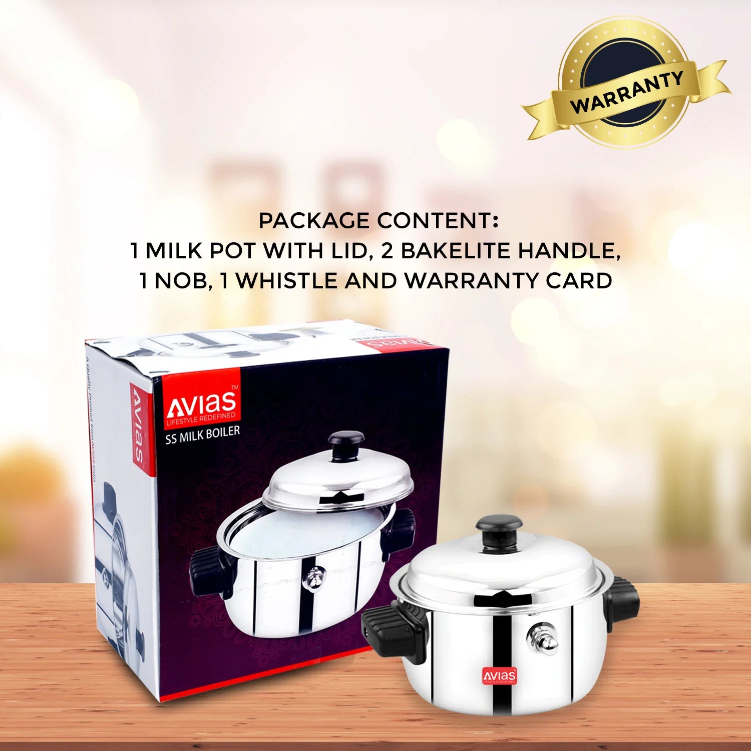 AVIAS Stainless Steel Milk Boiler/Milk pot/ Milk Cooker with lid package