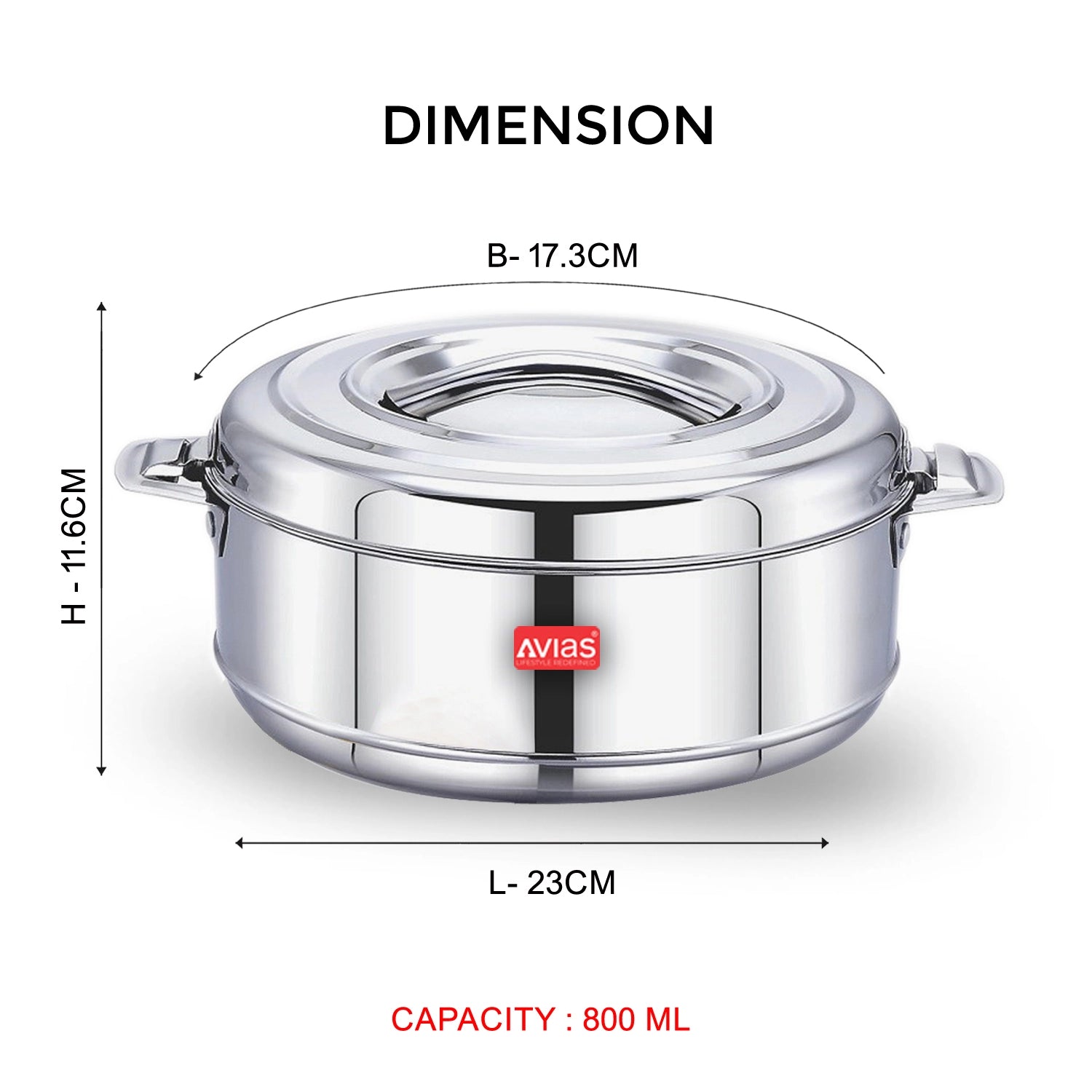 AVIAS Astra Stainless Steel Casserole 800 ml