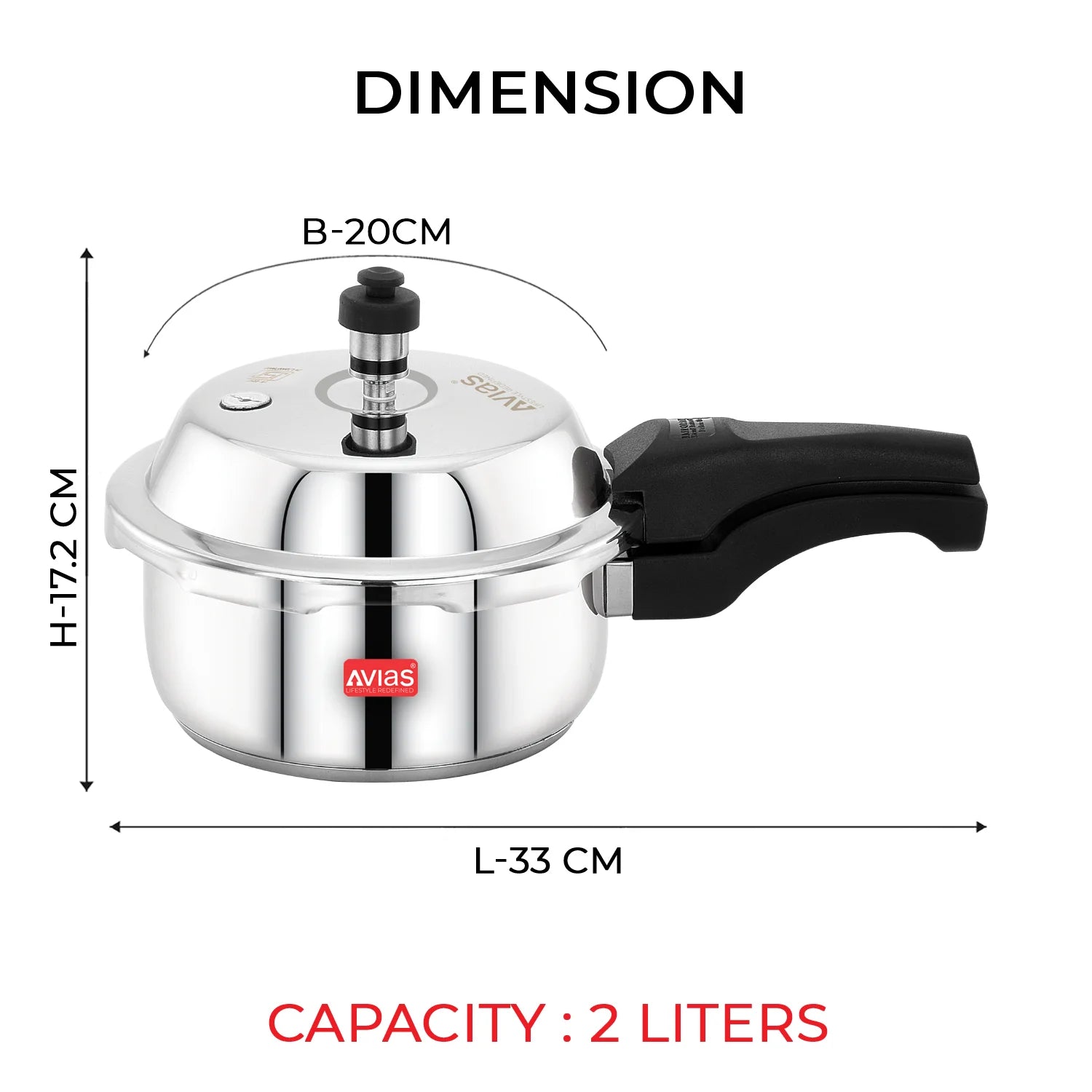 Ceres stainless steel premium outer lid pressure cooker 2 liters