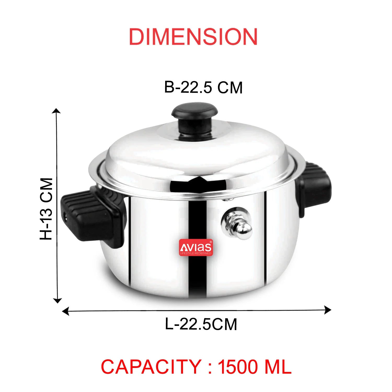 AVIAS Stainless Steel Milk Boiler/Milk pot/ Milk Cooker with lid 1500 ml
