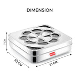 AVIAS Flora 9 square Premium quality Stainless steel Dry fruit cum Spice box dimension