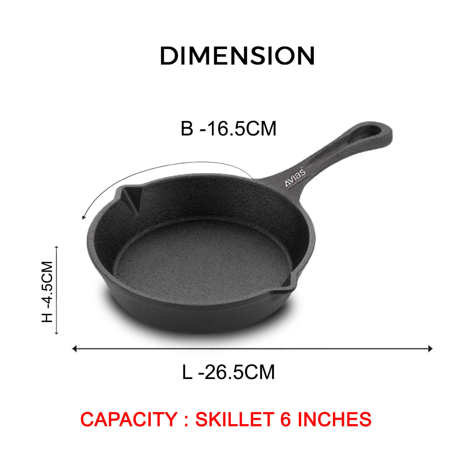 Cast Iron Deep Skillet Pan/ Iron Fry Pan/ Wrought Iron Frying Pan dimension Pre-Seasoned Cookware 