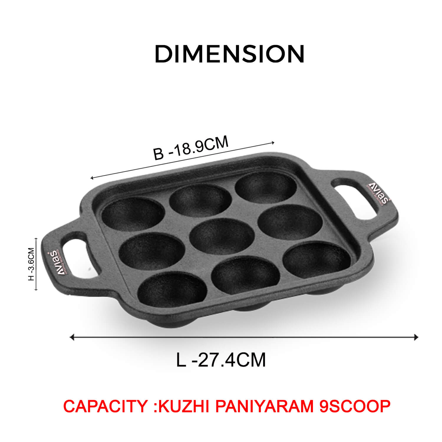 Cast Iron kuzhi Paniyaram pan/ kuzhi Paniyaram Kal/ Iron Paniyaram Pan dimension Pre-Seasoned Cookware