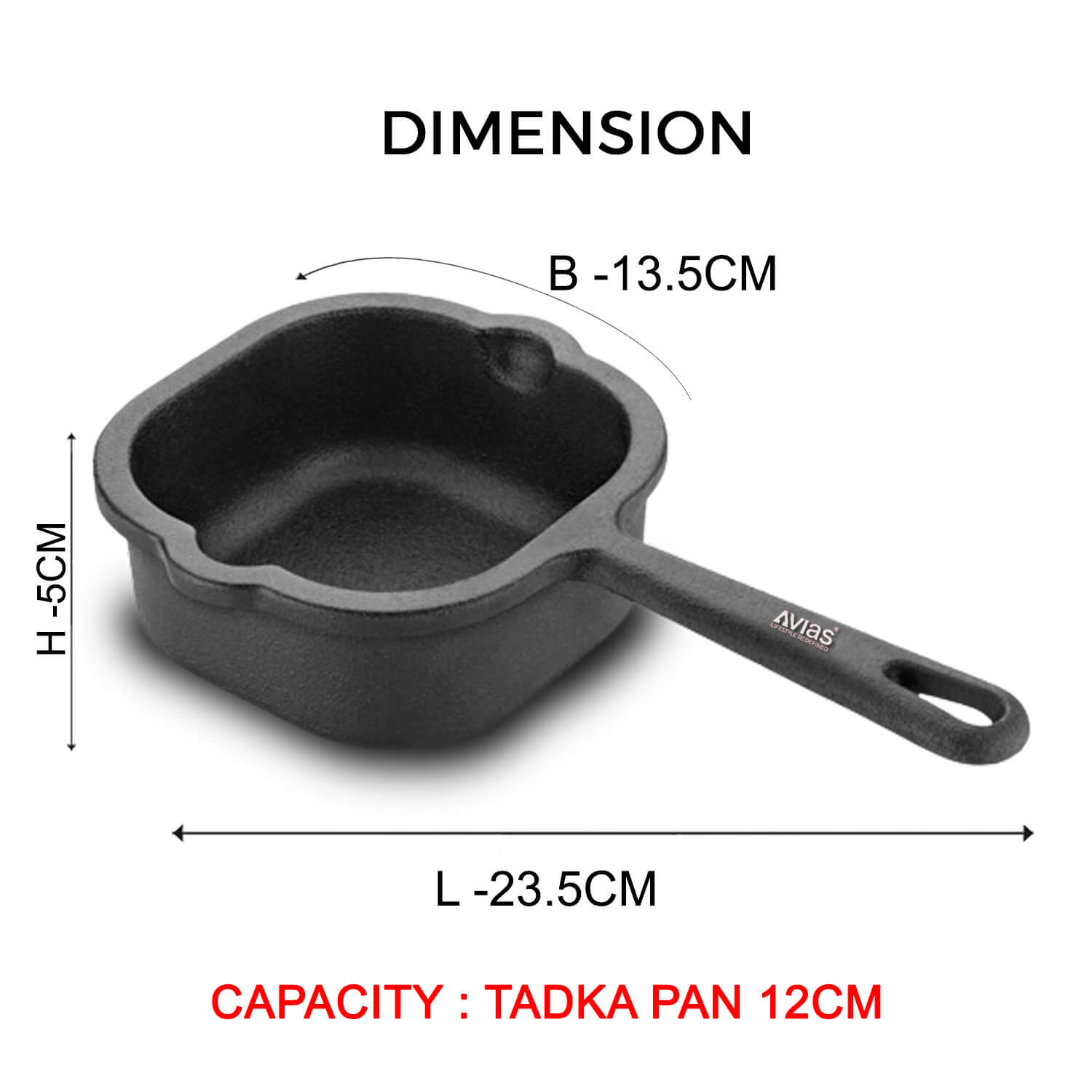 Cast Iron Tadka Pan/ Tempering Tadka Pan/ Spice Pan dimension Pre-Seasoned Cookware 