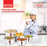 AVIAS Inox IB Stainless Steel Tope set of 5 for storing and cooking good food in the kitchen