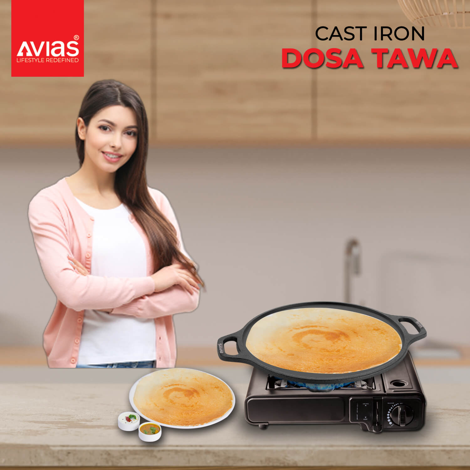Cast Iron Dosa Tawa Pan/ Dosa Kallu/ Chapati Tawa/ Roti Iron Tawa | Pre-Seasoned Cookware | Induction Friendly | 100% Natural & Toxin-Free
