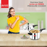 Ceres stainless steel premium outer lid pressure cooker for best food preparation.