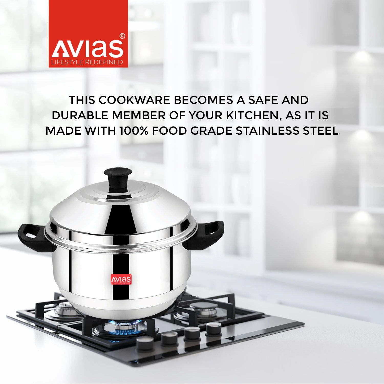 AVIAS Stainless Steel Excello Idly pot/ Cooker/ Maker on stove