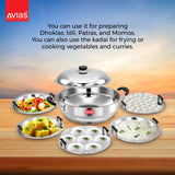 AVIAS All rounder Stainless Steel multi kadai plus for all kind of food cooking