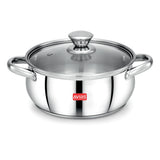 AVIAS Inox IB stainless steel cookpot with glass lid with steam vent