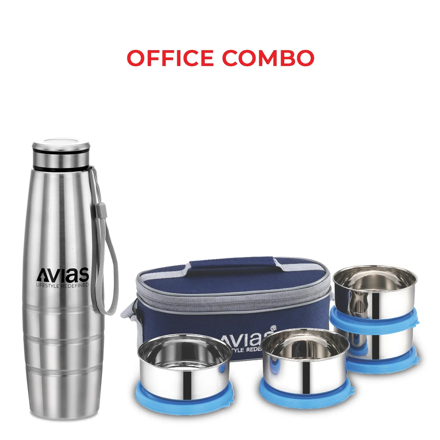 AVIAS Office Combo - Freshia H4 Lunch box & Premia SS Bottle 1000ml