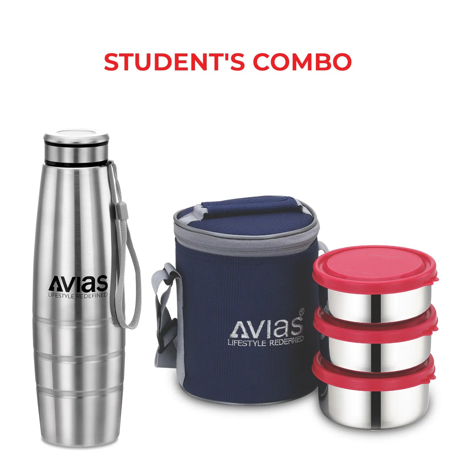 AVIAS Student’s Combo - Freshia R3 Lunch box & Premia SS bottle 1000ml