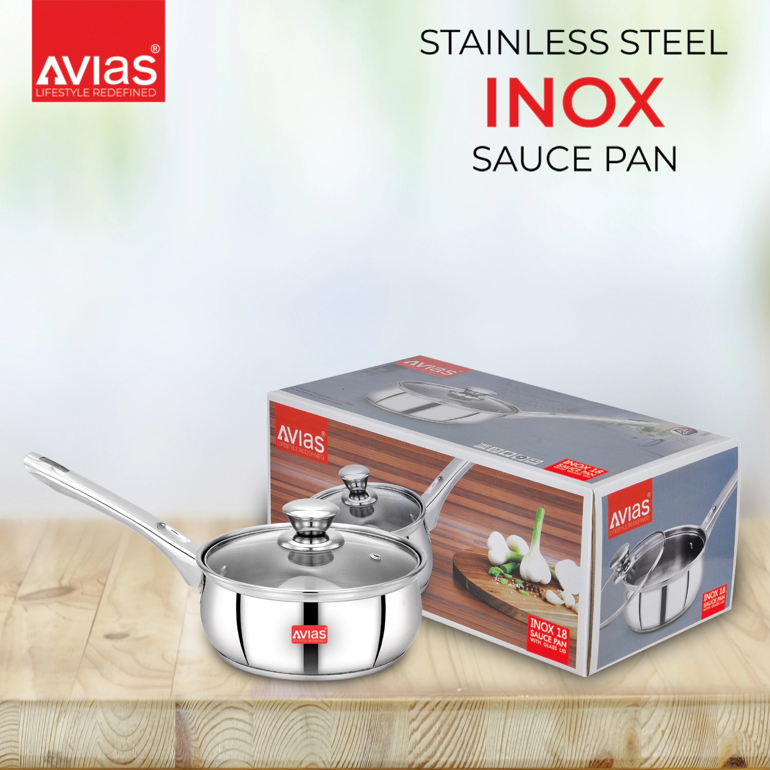 AVIAS Inox IB stainless Steel Saucepan package