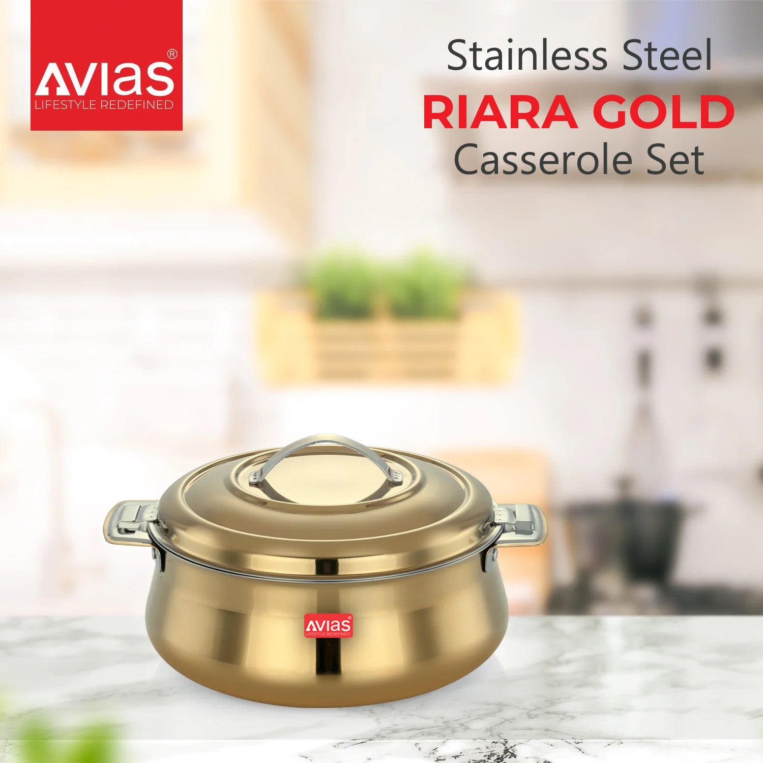 AVIAS Riara Gold Premium Stainless steel casserole/ hot pot/ hot case