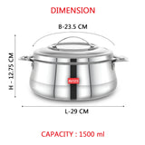 Riara Silver Premium Stainless steel casserole-1500ml
