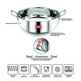  AVIAS Inox IB stainless steel kadai High Quality Stainless Steel compatibility and features