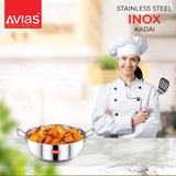 AVIAS Inox IB stainless steel kadai set for kitchen