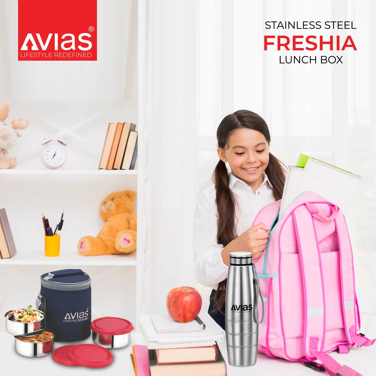 Avias Stainless Steel Lunch Box for Kids Will Keep Food Warm