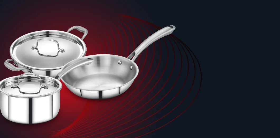 AVIAS Stainless steel Triply Cookware Combo II - Riara (Kadai + Frypan + Saucepan) 