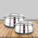 AVIAS Riara Silver Premium Stainless steel casserole/ hotpot/ hot case with twist lock with sturdly side handles