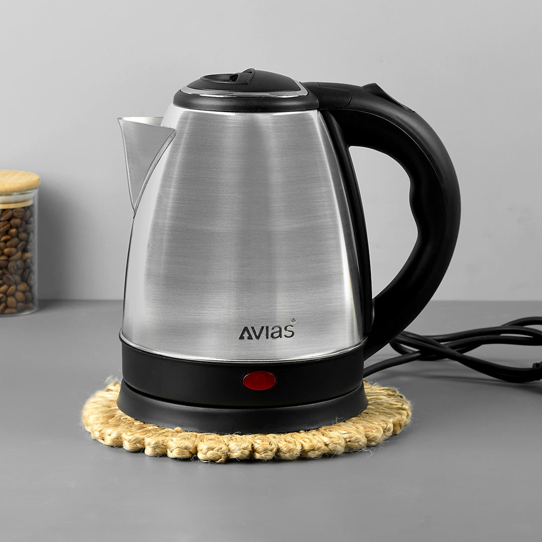 Avias Steampro Electric Kettle | 1.5L | 1500W | Stainless Steel | Auto Cut-Off | 360° Cordless Base