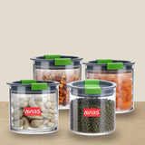 Tic Tac Canister Set of 4 | 250 ML | Spill proof Polycarbonate Air tight Lid | Sturdy and durable Container | See through body