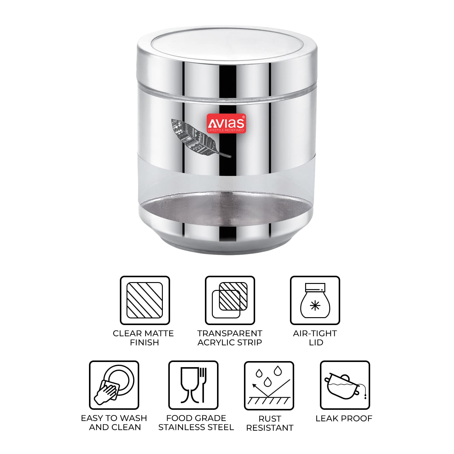 AVIAS Milano stainless steel Canister - features