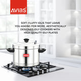 AVIAS stainless steel Idly cooker/ idly maker/ idly pot with Bakelite handles on stove