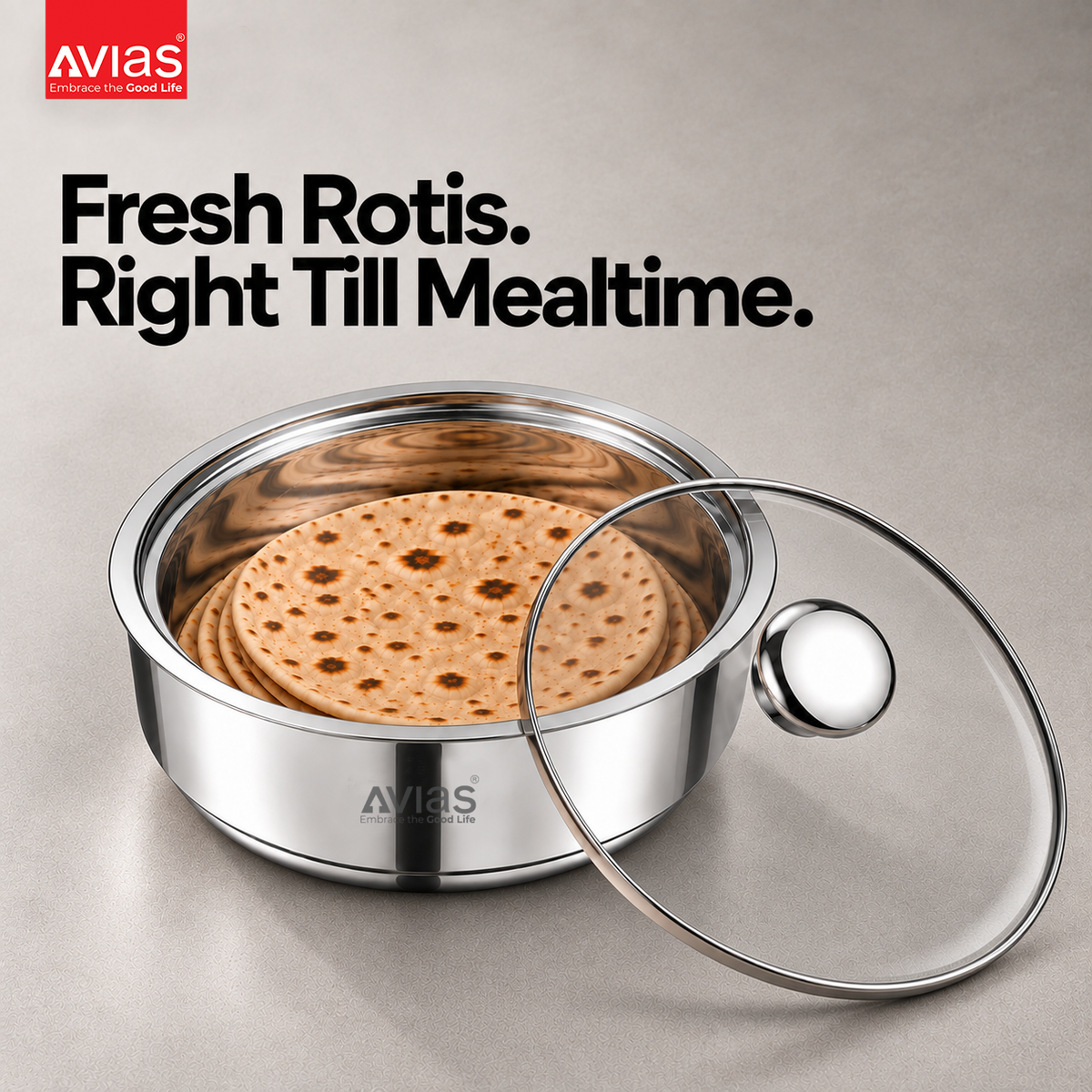 Avias Festiva Stainless Steel Roti Server Casserole | Double Wall PUF Insulated | 1500ml–2500ml