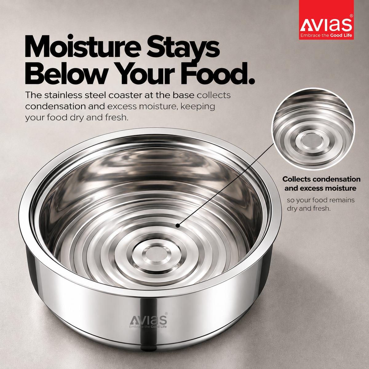Avias Festiva Stainless Steel Roti Server Casserole | Double Wall PUF Insulated | 1500ml–2500ml