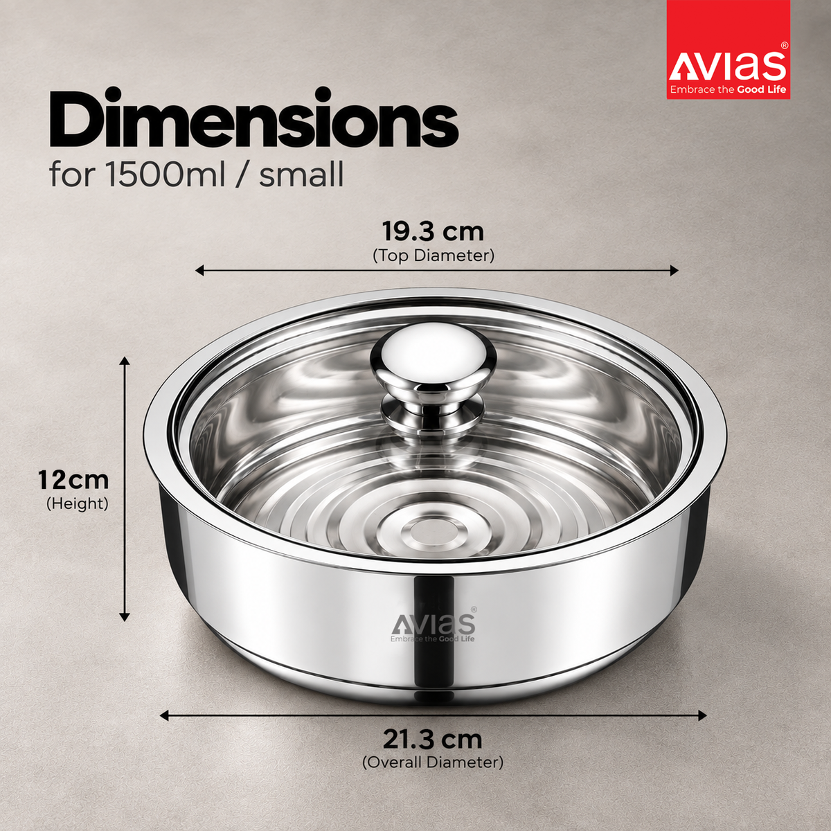 Avias Festiva Stainless Steel Roti Server Casserole | Double Wall PUF Insulated | 1500ml–2500ml