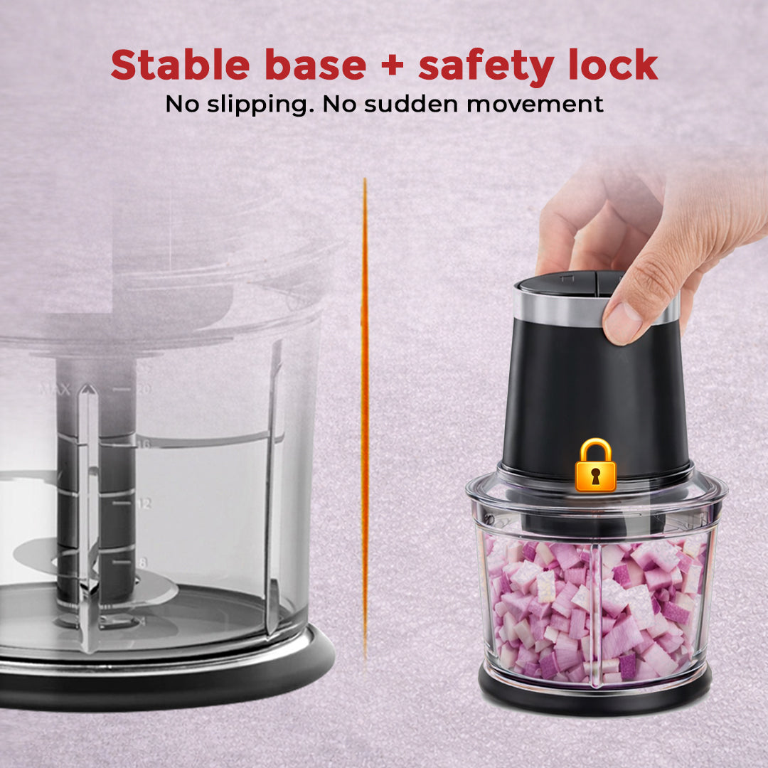 AVIAS Avismart Electric Vegetable Chopper for Kitchen with 2 Speed Modes, 300 Watts Copper Motor, 900 ML | 4 Stainless Steel Blades to Chop Vegetables, Nuts | 2 Years Warranty (Black)