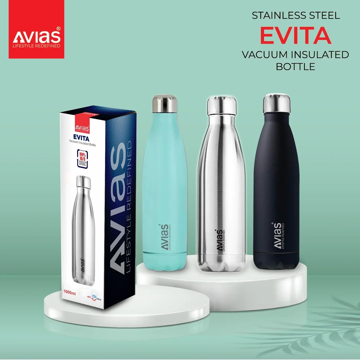 Evita premium stainless steel Vacuum Insulated Flask Water Bottle package