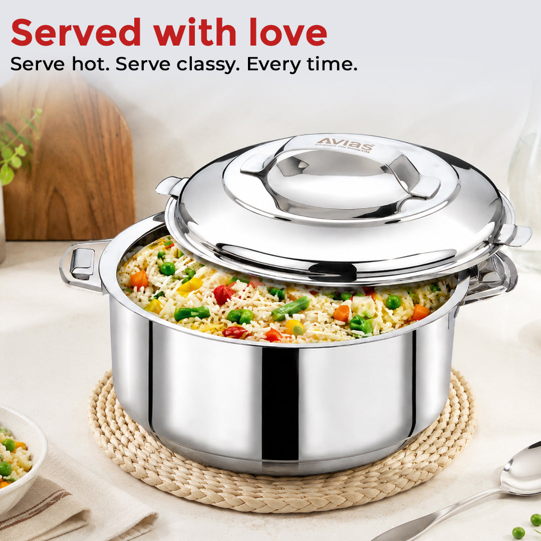 Avias Astra Plus Stainless Steel Insulated Casserole / Hotpot | Double Wall PUF | 1L–3.5L