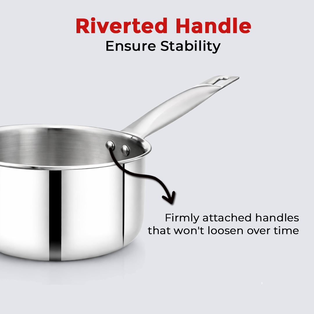 Avias Trivera Triply Stainless Steel Cookware Set | 4 Pc | Kadai + Frypan + Saucepan | SS Lid